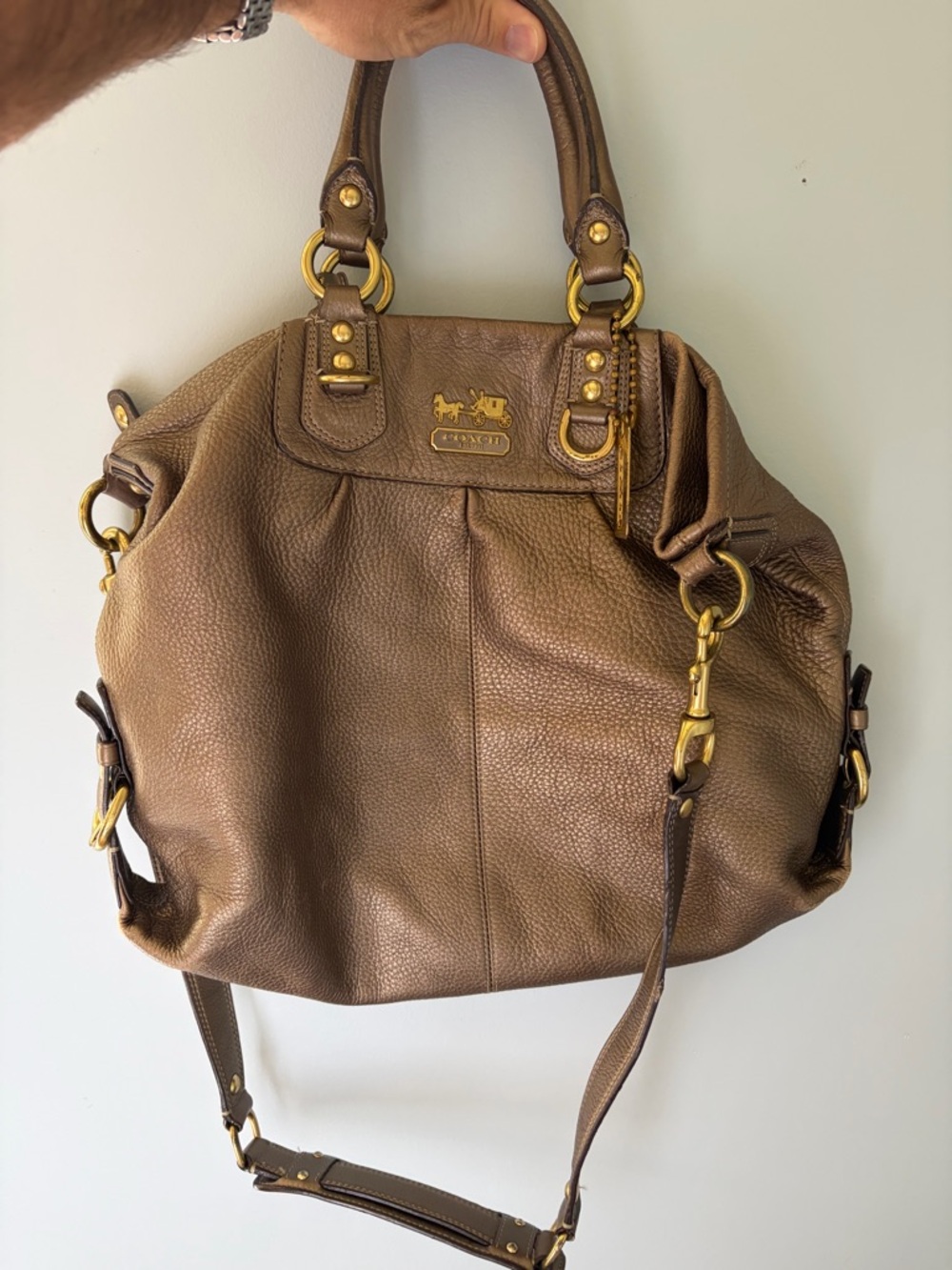 Coach Madison Vintage Brown Pewter Leather Shoulder Bag Gold Hardware #12935